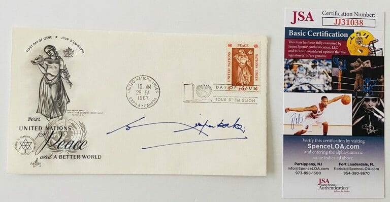 JOHN DIEFENBAKER SIGNED AUTOGRAPHED FIRST DAY COVER JSA CANADA PRIME MINISTER 2
 COLLECTIBLE MEMORABILIA