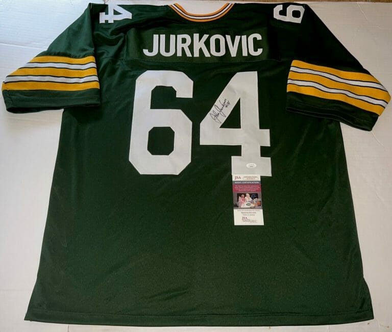 JOHN JURKOVIC GREEN BAY PACKERS SIGNED CUSTOM JERSEY AUTOGRAPHED JSA COLLECTIBLE MEMORABILIA