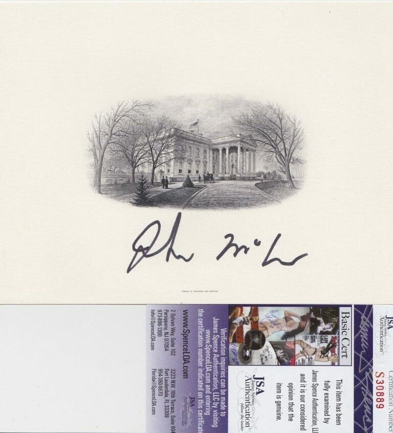 JOHN MCCAIN SIGNED WHITE HOUSE ENGRAVING W/ JSA COA #S30889 COLLECTIBLE MEMORABILIA