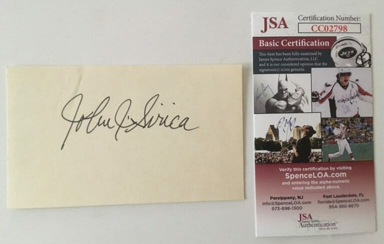 JOHN SIRICA SIGNED AUTOGRAPHED 3×5 CARD JSA CERTIFIED WATERGATE JUDGE
 COLLECTIBLE MEMORABILIA