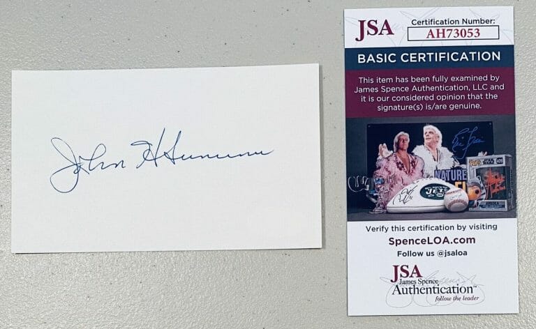 JOHN SUNUNU SIGNED AUTOGRAPHED 3×5 CARD JSA CERT GEORGE H BUSH CHIEF OF STAFF
 COLLECTIBLE MEMORABILIA