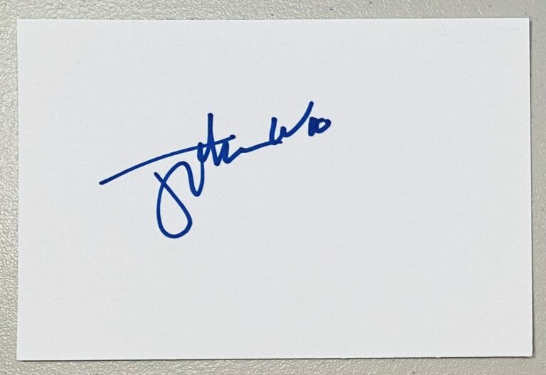 JOHN WOO SIGNED AUTOGRAPHED 4×6 CARD BAS BECKETT CERT DIRECTOR FACE/OFF
 COLLECTIBLE MEMORABILIA