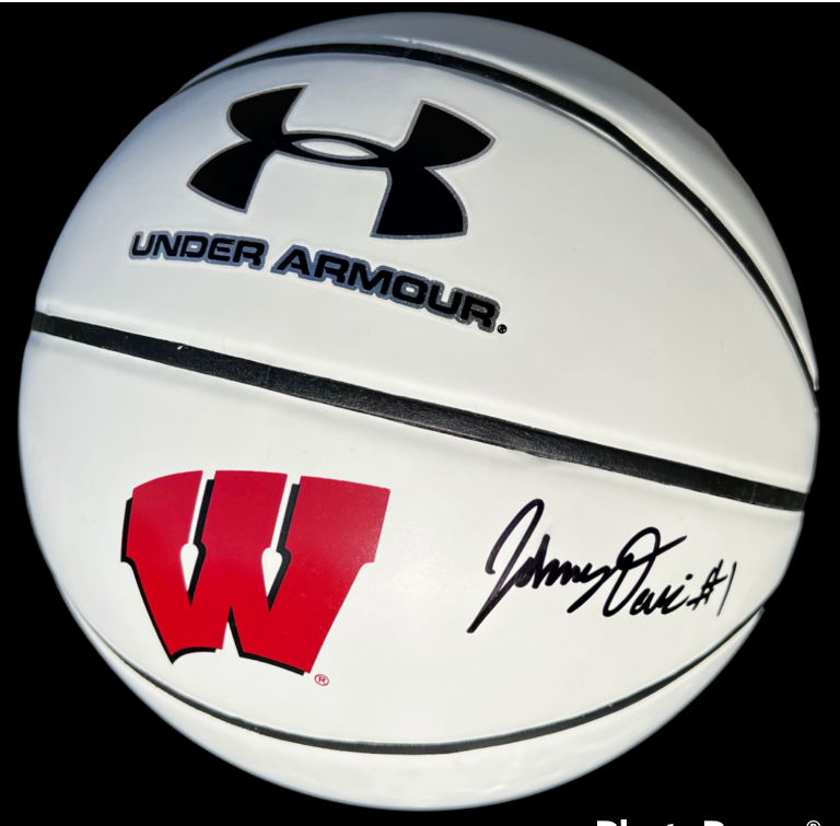 JOHNNY DAVIS SIGNED AUTOGRAPHED WISCONSIN BADGERS UNDER ARMOUR BASKETBALL JSA COLLECTIBLE MEMORABILIA