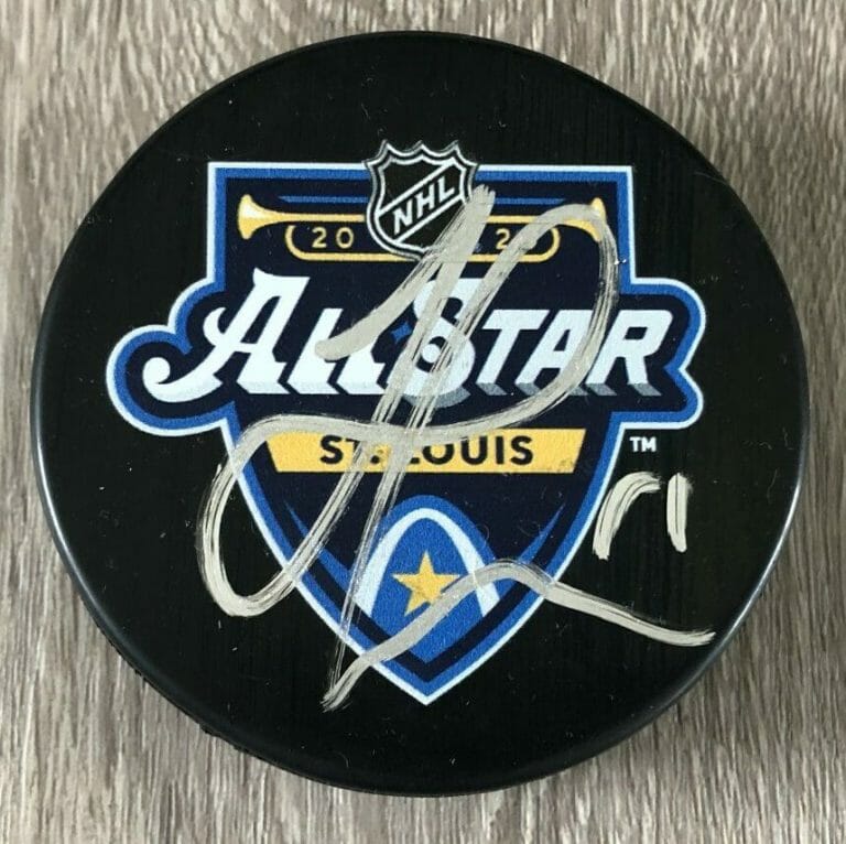 JONATHAN HUBERDEAU FLORIDA PANTHERS SIGNED 2020 NHL ALL STAR GAME PUCK C W/PROOF
 COLLECTIBLE MEMORABILIA