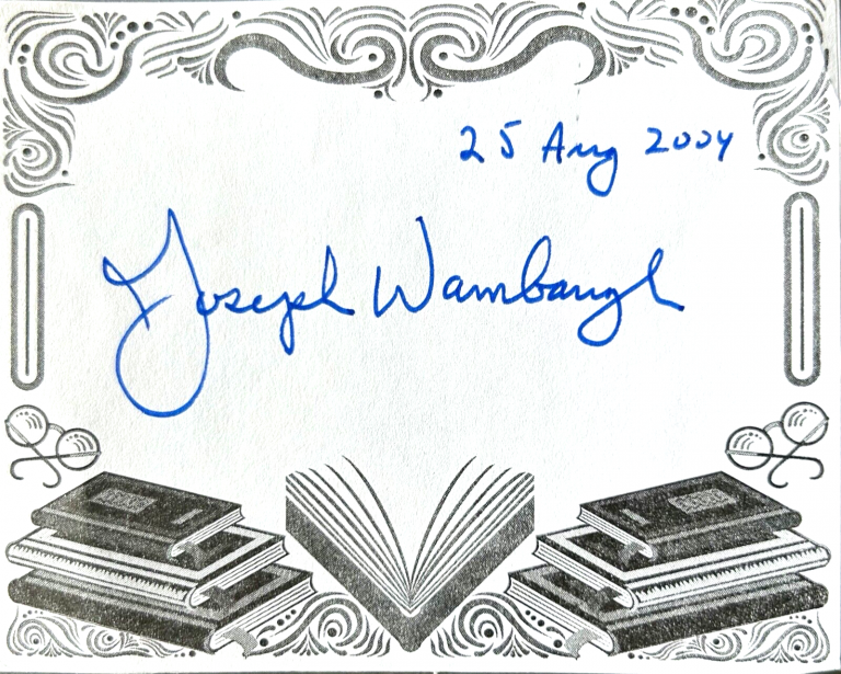 JOSEPH WAMBOUGH SIGNED AUTOGRAPH 3×4 BOOKPLATE COLLECTIBLE MEMORABILIA