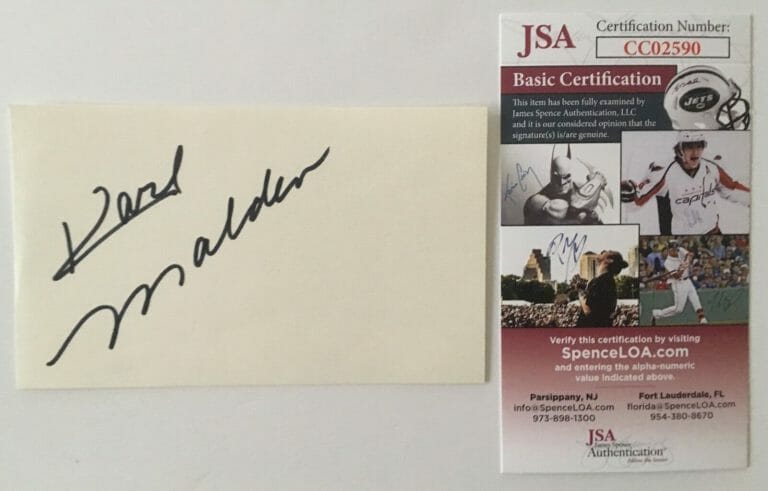 KARL MALDEN SIGNED AUTOGRAPHED 3×5 CARD JSA CERTIFIED
 COLLECTIBLE MEMORABILIA
