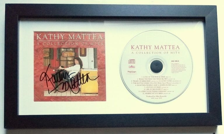 KATHY MATTEA REAL HAND SIGNED COLLECTION OF HITS CD FRAMED DISPLAY COA
 COLLECTIBLE MEMORABILIA