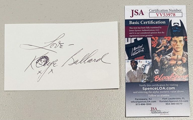 KAYE BALLARD SIGNED AUTOGRAPHED 3×5 CARD JSA CERTIFIED
 COLLECTIBLE MEMORABILIA