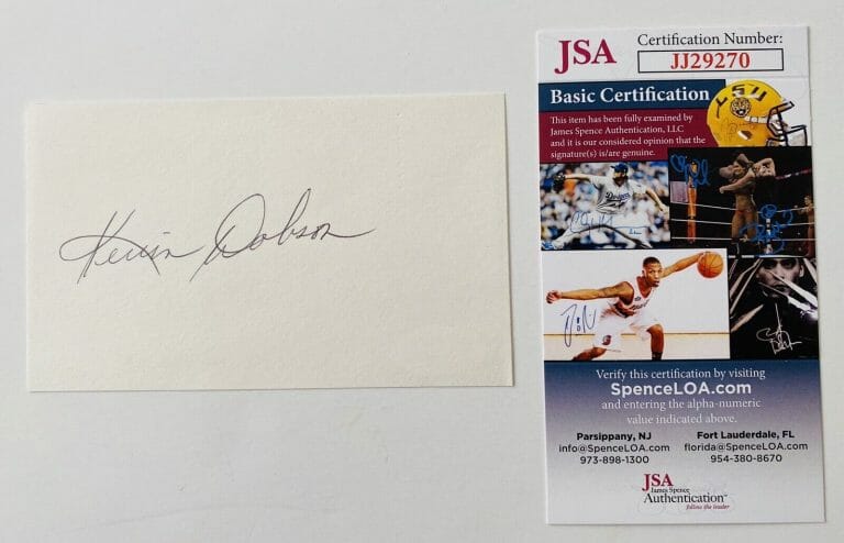 KEVIN DOBSON SIGNED AUTOGRAPHED 3×5 CARD JSA CERTIFIED KOJAK KNOTS LANDING
 COLLECTIBLE MEMORABILIA
