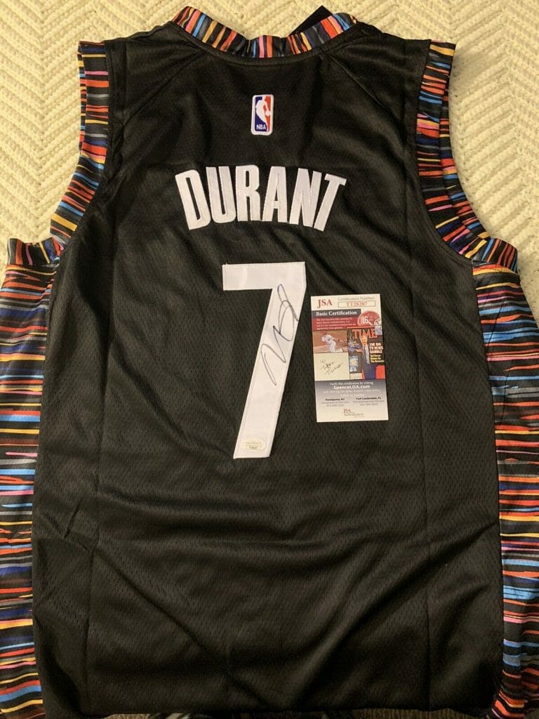 KEVIN DURANT SIGNED BROOKLYN NETS JERSEY STITCHED XL JSA AUTHENTICATION COA
 COLLECTIBLE MEMORABILIA