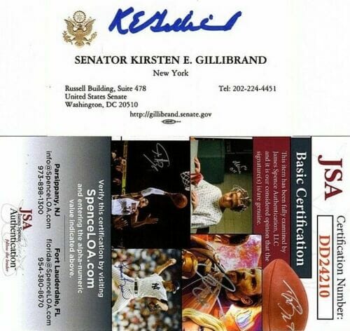 KIRSTEN GILLIBRAND SIGNED BUSINESS CARD W/ JSA COA #DD24210 NEW YORK SENATOR COLLECTIBLE MEMORABILIA