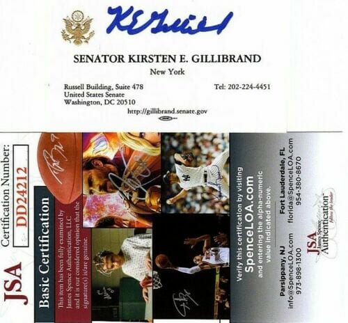 KIRSTEN GILLIBRAND SIGNED BUSINESS CARD W/ JSA COA #DD24212 NEW YORK SENATOR COLLECTIBLE MEMORABILIA