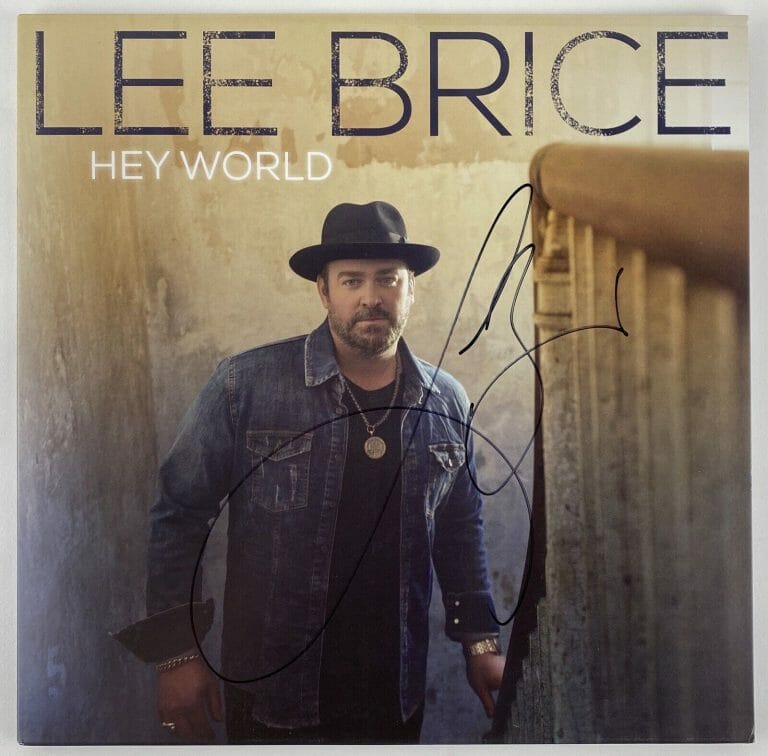 LEE BRICE SIGNED AUTOGRAPH HEY WORLD VINYL ALBUM ACOA COA COUNTRY STAR COLLECTIBLE MEMORABILIA