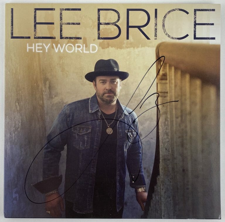 LEE BRICE SIGNED AUTOGRAPH HEY WORLD VINYL ALBUM ACOA COA COUNTRY STAR COLLECTIBLE MEMORABILIA
