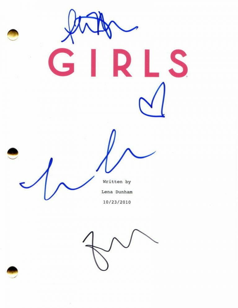 LENA DUNHAM, ZOSIA MAMET & ALLISON WILLIAMS SIGNED AUTOGRAPH GIRLS PILOT SCRIPT COLLECTIBLE MEMORABILIA