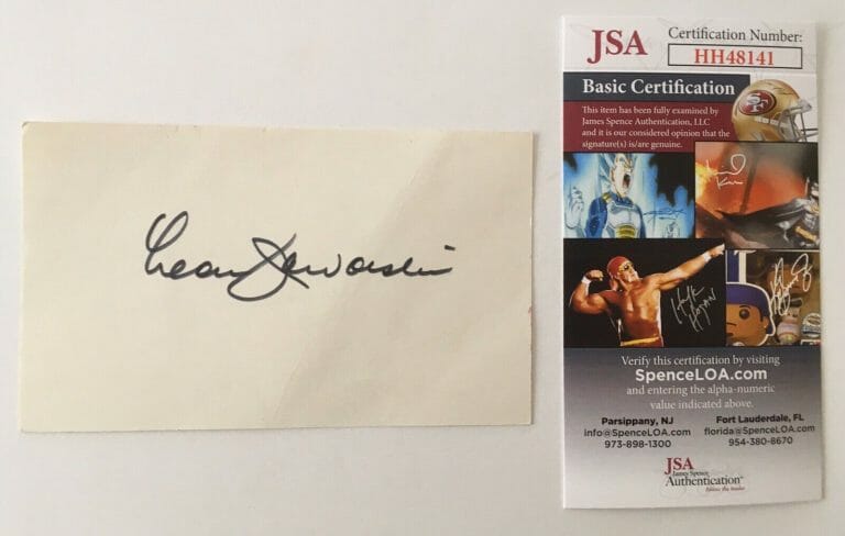 LEON JAWORSKI SIGNED AUTOGRAPHED 3×5 CARD JSA CERTIFIED WATERGATE PROSECUTOR
 COLLECTIBLE MEMORABILIA