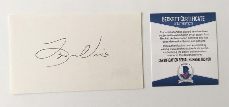 LEON URIS SIGNED AUTOGRAPHED 3×5 CARD BAS BECKETT CERTIFIED AUTHOR EXODUS
 COLLECTIBLE MEMORABILIA