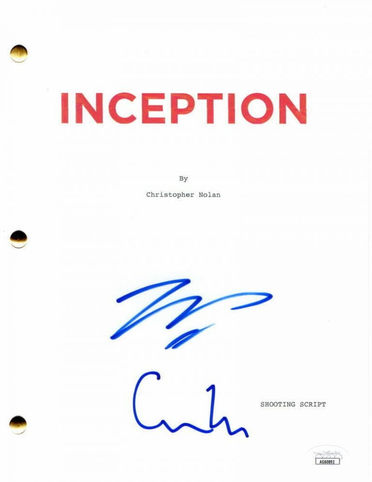 LEONARDO DICAPRIO CHRISTOPHER NOLAN SIGNED AUTOGRAPH INCEPTION MOVIE SCRIPT JSA COLLECTIBLE MEMORABILIA