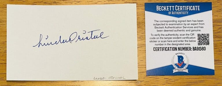 LINDA CRISTAL SIGNED AUTOGRAPHED 3×5 CARD BAS BECKETT CERT THE HIGH CHAPARRAL
 COLLECTIBLE MEMORABILIA