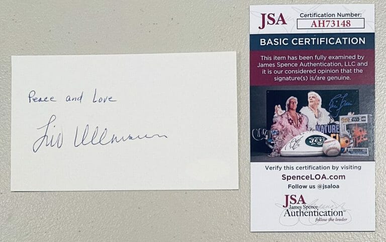 LIV ULLMANN SIGNED AUTOGRAPHED 3×5 CARD JSA CERTIFIED PERSONA
 COLLECTIBLE MEMORABILIA