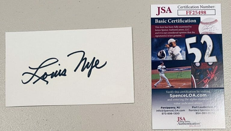 LOUIS NYE SIGNED AUTOGRAPHED 3×5 CARD JSA CERTIFIED CURB YOUR ENTHUSIASM
 COLLECTIBLE MEMORABILIA