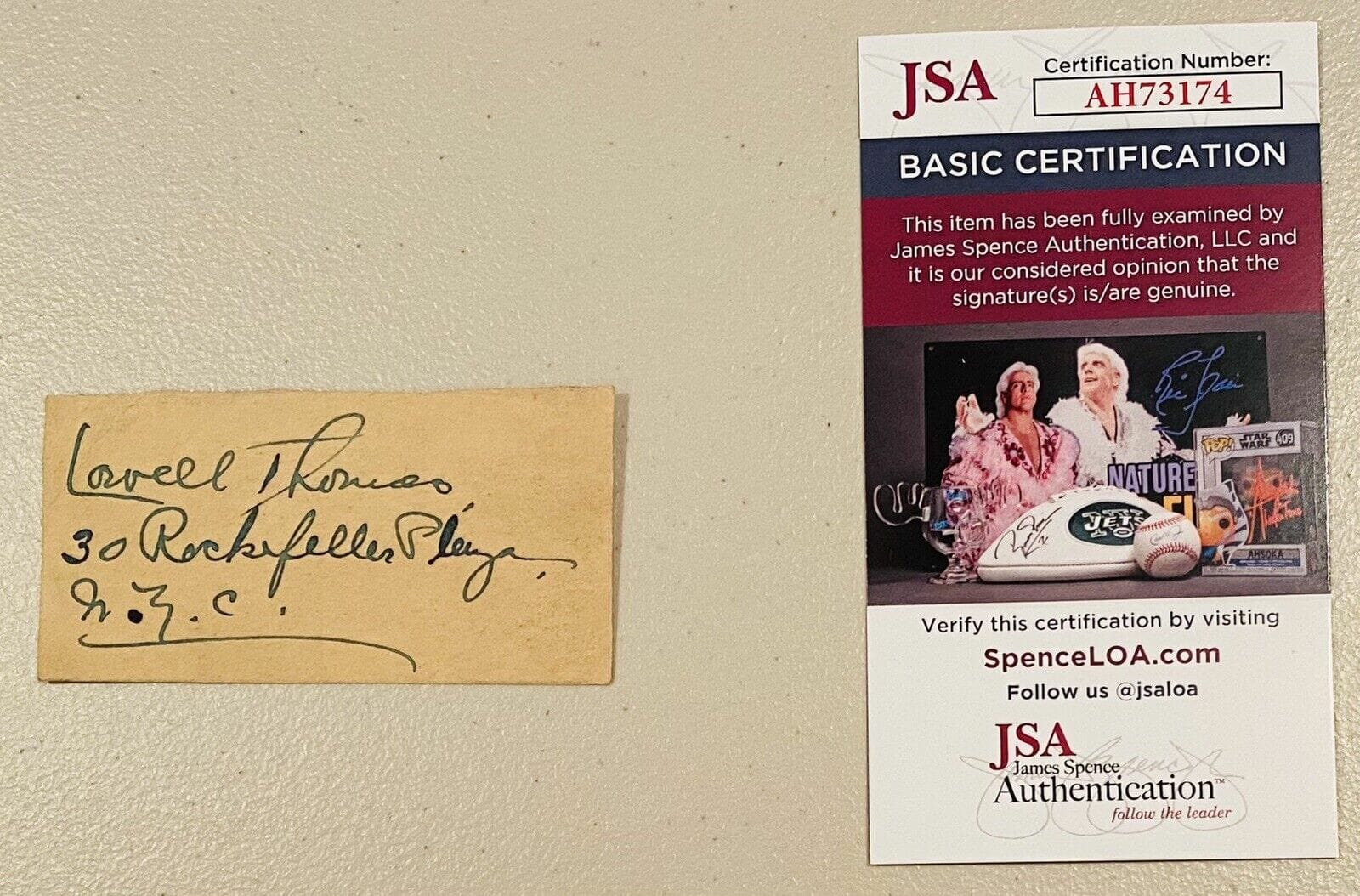 Lowell Thomas Signed Autographed Vintage 2 x 3.5 Cut JSA Cert Lawrence of Arabia
Opens in a new window or tab