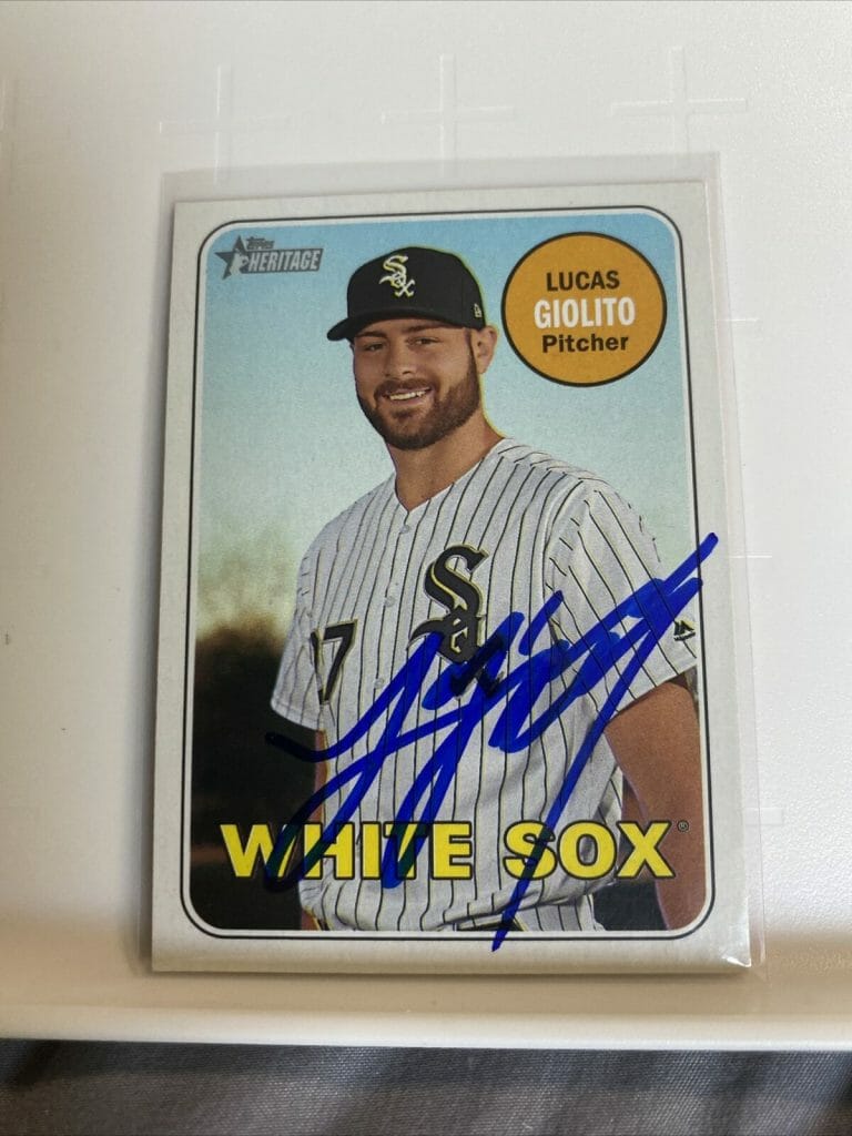 LUCAS GIOLITO SIGNED AUTOGRAPHED 2018 TOPPS HERITAGE WHITE SOX
 COLLECTIBLE MEMORABILIA