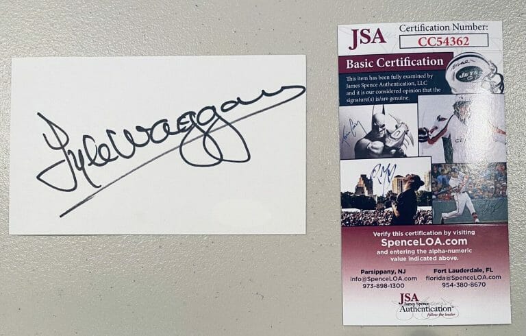 LYLE WAGGONER SIGNED AUTOGRAPHED 3×5 CARD JSA CERTIFIED
 COLLECTIBLE MEMORABILIA