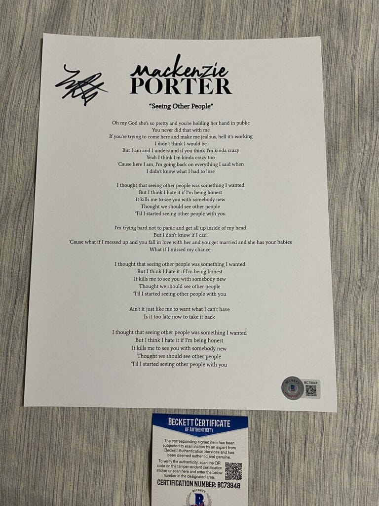 Crazy Autographed Lyric Sheets