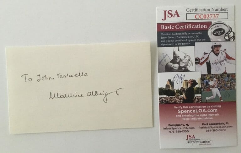 MADELEINE ALBRIGHT SIGNED AUTOGRAPHED 3×5 CARD JSA CERTIFIED
 COLLECTIBLE MEMORABILIA