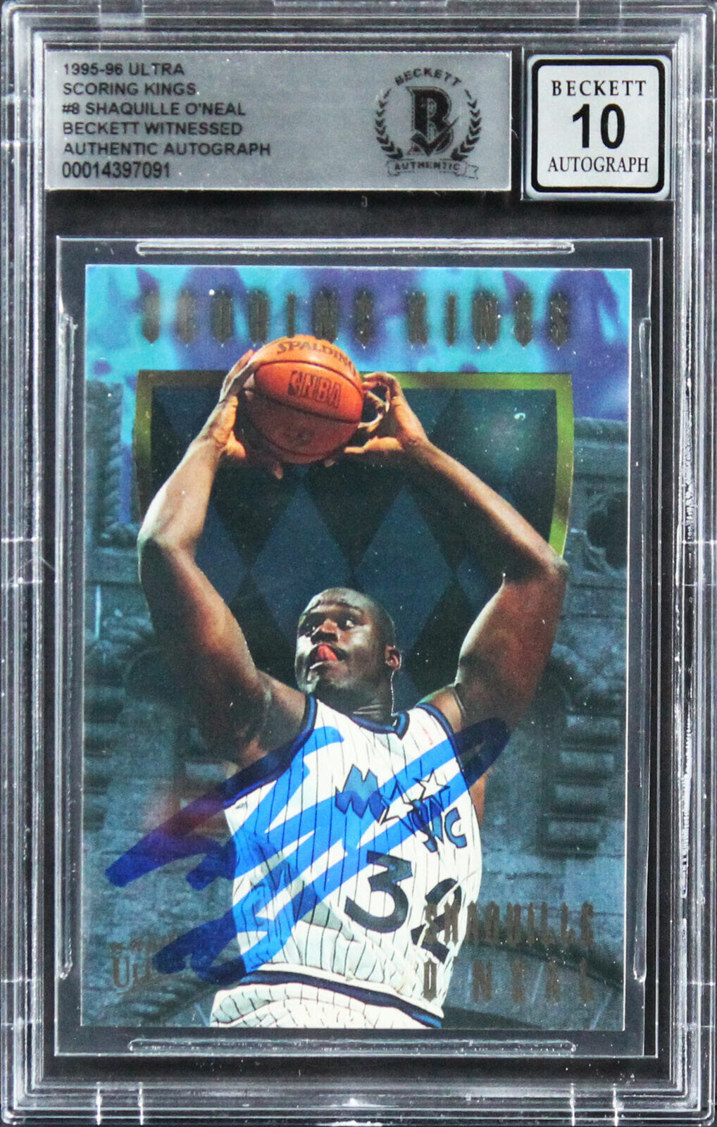 Magic Shaquille O'neal Signed 1995 Ultra Scoring Kings #8 Card Auto 10 