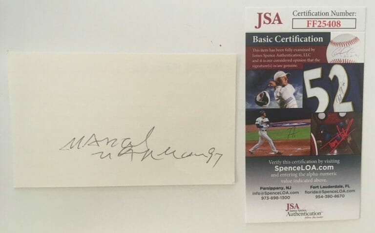 MARCEL MARCEAU SIGNED AUTOGRAPHED 3×5 CARD JSA CERTIFIED ACTOR MIME ARTIST
 COLLECTIBLE MEMORABILIA