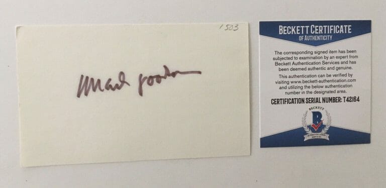 MARK GOODSON SIGNED AUTOGRAPHED 3×5 CARD BAS BECKETT CERTIFIED TV PRODUCER
 COLLECTIBLE MEMORABILIA
