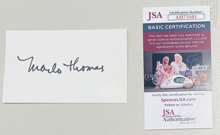 MARLO THOMAS SIGNED AUTOGRAPHED 3×5 CARD JSA CERTIFIED THAT GIRL
 COLLECTIBLE MEMORABILIA