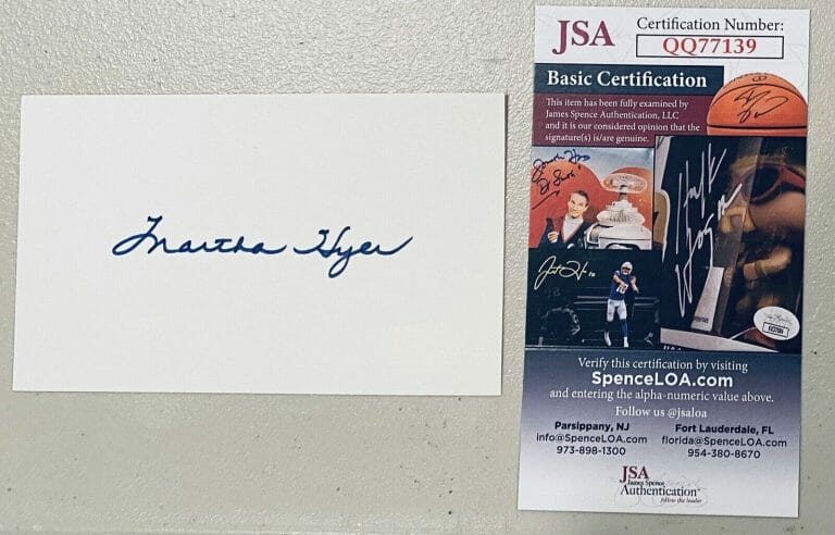 MARTHA HYER SIGNED AUTOGRAPHED 3×5 CARD JSA CERTIFIED
 COLLECTIBLE MEMORABILIA