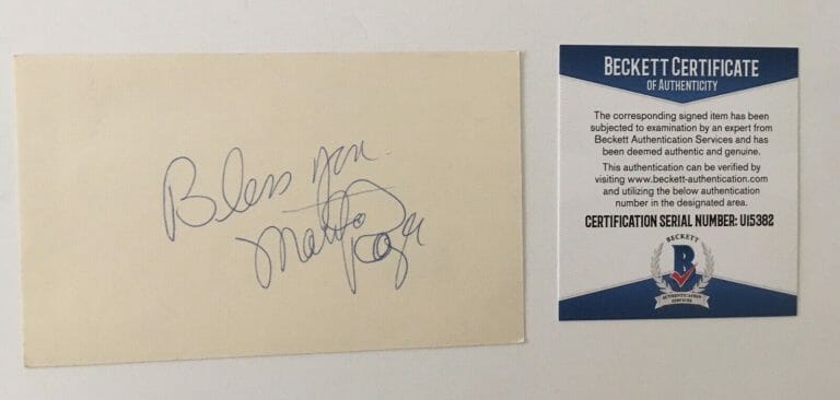 MARTHA RAYE SIGNED AUTOGRAPHED 3×5 CARD BAS BECKETT CERTIFIED
 COLLECTIBLE MEMORABILIA