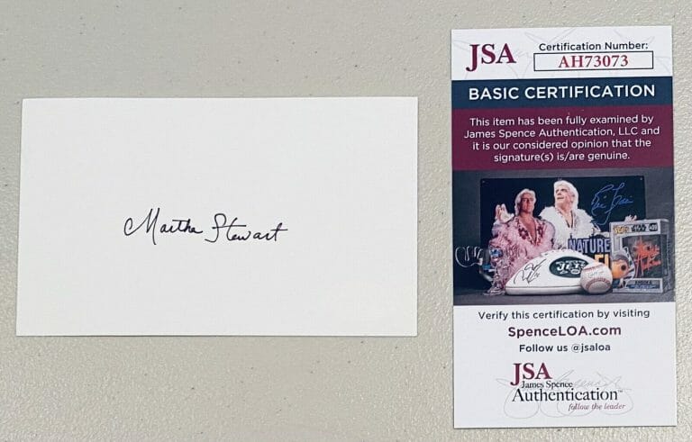 MARTHA STEWART SIGNED AUTOGRAPHED 3×5 CARD JSA CERTIFIED
 COLLECTIBLE MEMORABILIA