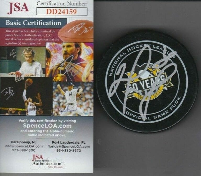 MATT MURRAY SIGNED OFFICIAL 50 YEARS GAME PUCK W/ JSA COA #DD24159 PENGUINS 50TH COLLECTIBLE MEMORABILIA