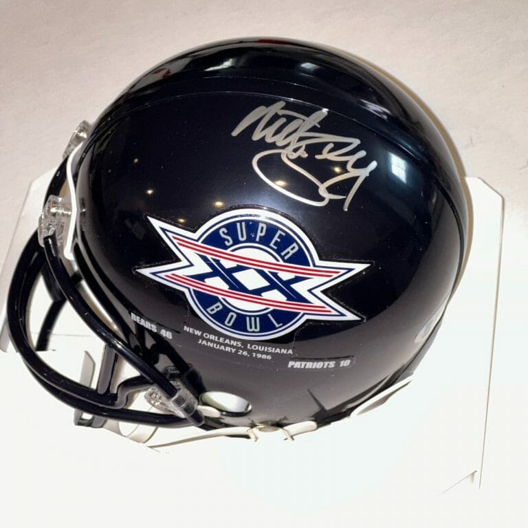 MATT SUHEY SIGNED BEARS SUPER BOWL CHAMPS MINI-HELMET W/ BECKETT AUTHENTICATED COLLECTIBLE MEMORABILIA