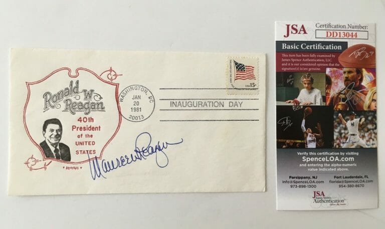 MAUREEN REAGAN SIGNED AUTOGRAPHED FIRST DAY COVER JSA CERTIFIED RONALD DAUGHTER
 COLLECTIBLE MEMORABILIA