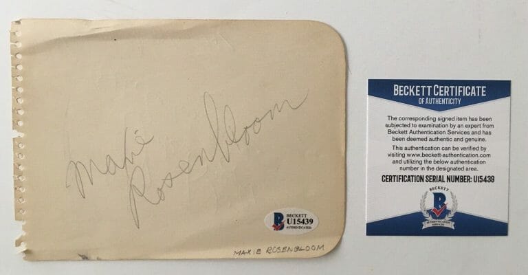 MAXIE ROSENBLOOM SIGNED AUTOGRAPHED 4.25 X 6 ALBUM PAGE BAS BECKETT BOXING HOF
 COLLECTIBLE MEMORABILIA