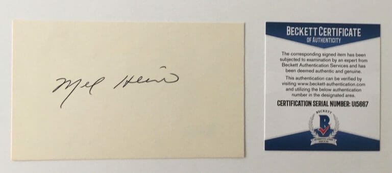 MEL HEIN SIGNED AUTOGRAPHED 3×5 CARD BAS BECKETT CERTIFIED FOOTBALL HOF
 COLLECTIBLE MEMORABILIA