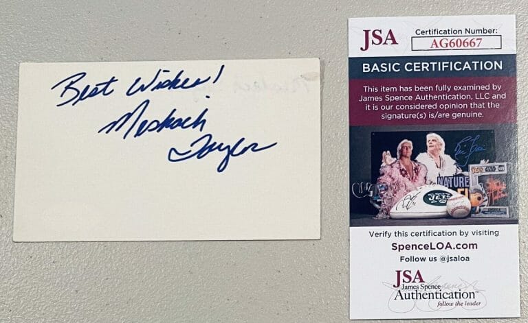 MESHACH TAYLOR SIGNED AUTOGRAPHED 3×5 CARD JSA CERT DESIGNING WOMEN MANNEQUIN
 COLLECTIBLE MEMORABILIA