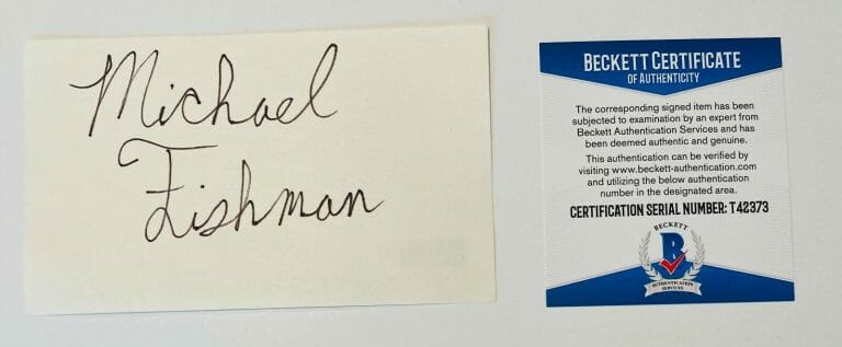 MICHAEL FISHMAN SIGNED AUTOGRAPHED 3×5 CARD BAS BECKETT CERTIFIED ROSEANNE
 COLLECTIBLE MEMORABILIA