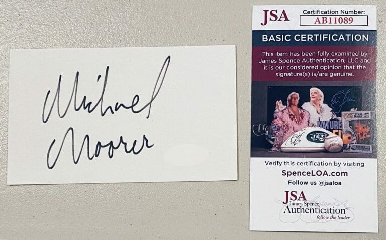 MICHAEL MOORER SIGNED AUTOGRAPHED 3×5 CARD JSA CERT BOXING HEAVYWEIGHT CHAMPION
 COLLECTIBLE MEMORABILIA