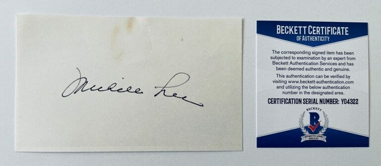 MICHELLE LEE SIGNED AUTOGRAPHED 3×5 CARD BAS BECKETT CERTIFIED KNOTS LANDING
 COLLECTIBLE MEMORABILIA