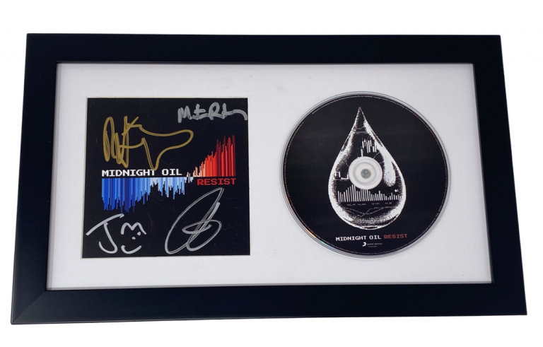 MIDNIGHT OIL SIGNED RESIST FRAMED CD DISPLAY PETER GARRETT FULL BAND ACOA COA COLLECTIBLE MEMORABILIA