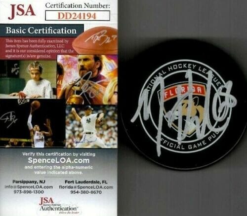 MIKE HOFFMAN SIGNED OFFICIAL NHL GAME PUCK W/ JSA COA #DD24194 FLORIDA PANTHERS COLLECTIBLE MEMORABILIA