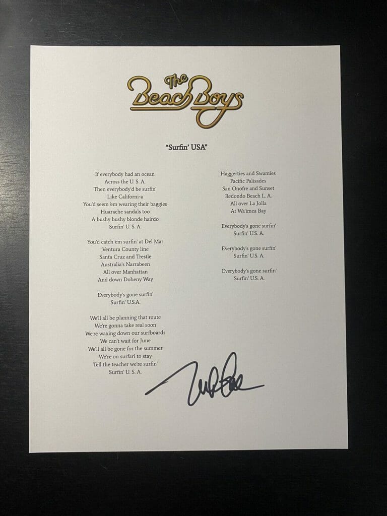 Mike Love signed Beach Boys Good Vibrations Lyrics sheet autograhed COA Proof STAR Mike Love signed Beach Boys Good Vibrations Lyrics sheet autograhed COA Proof STAR