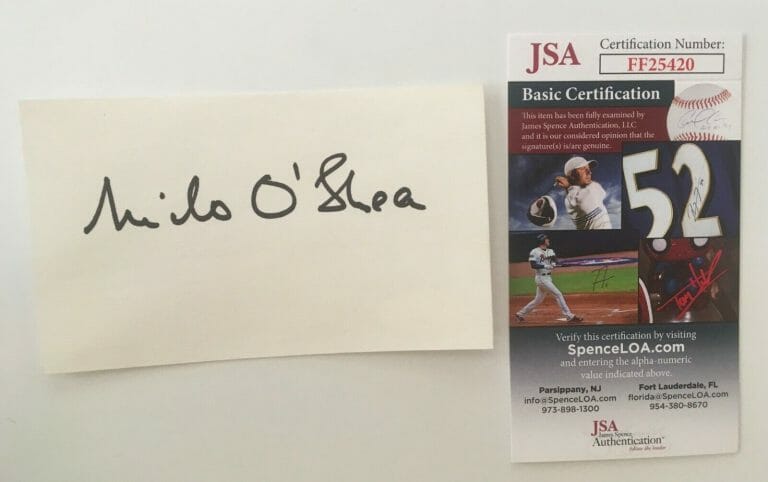 MILO O’SHEA SIGNED AUTOGRAPHED 3×5 CARD JSA CERTIFIED ACTOR
 COLLECTIBLE MEMORABILIA